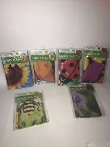 Trueliving small garden flags set of 6 12.5”x18” Bee,flowers,butterflies,ladybug - Picture 1 of 7