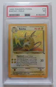 PSA 7 Raichu Pokemon Card Holo WOTC 14/62 Fossil Set Rare Vintage 1999 NM - Picture 1 of 2