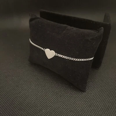 心形镀铑纯银手链 全新 — 第 1/4 张图片