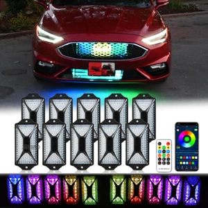 10x RGB LED Wireless Underbody Underglow Rock Lights Bluetooth For Ford Fusion - Picture 1 of 15