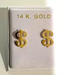 Nuovissimi orecchini a borchie oro 14kt SEGNO DOLLARO ($) - Foto 1 di 2