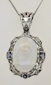Collar Colgante Piedra Lunar Tanzanita Chuck Clemency Plata de Ley 925 Brillante - Imagen 1 de 16