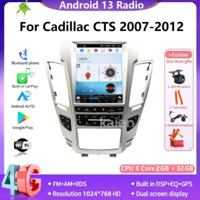 Radio estéreo de coche para Cadillac CTS 2007-2012 pantalla vertical unidad principal estilo Tesla Foto 1 de 4