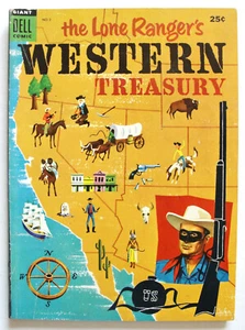 THE LONE RANGER'S WESTERN TREASURY #2 FN- Golden Age Comic ~ DELL GIANT 1954 - Picture 1 of 6