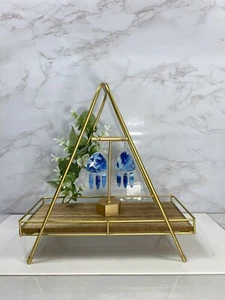 Desktop Display Stand wood tray gold frame - Picture 1 of 5
