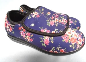 Propet Womens Slippers Size 9.5 AA Cush 'N Foot Slip-On Floral Shoes Navy - Picture 1 of 5