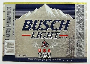 Anheuser-Busch BUSCH LIGHT Bier Etikett MO 12oz 1996 Olympia Sponsor - Bild 1 von 2