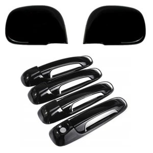 For 2002-2008 Ram 1500 2500 3500 Gloss Black Mirror + 4Dr Handle Covers Overlay - Picture 1 of 3
