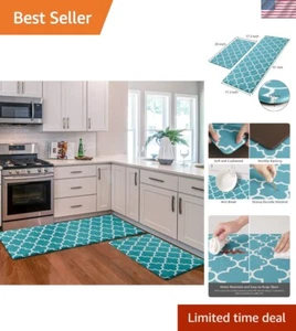 2-Piece Non-Slip Kitchen Mats - Extra Thick Comfort Rugs for Laundry or Office - Picture 1 of 9