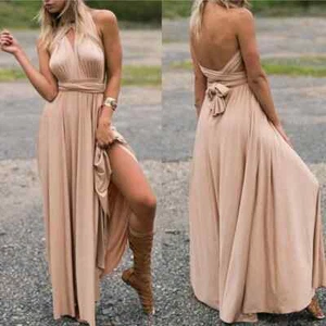 Sexy Vestido de Fiesta Vendaje Sin Espalda Mujeres Multiusos Envoltura Convertible Boho Maxi Club - Imagen 1 de 36
