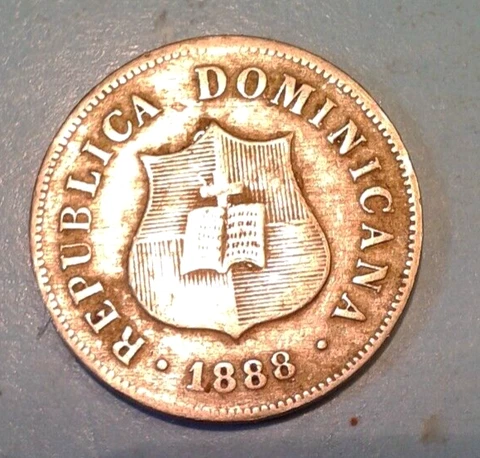 Dominican Republic 2 1/2 Centavos coin 1888. (2) Cover