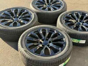 22” Black Tahoe Silverado 1500 Wheels Rims Tires Suburban GMC Sierra Yukon - Picture 1 of 14