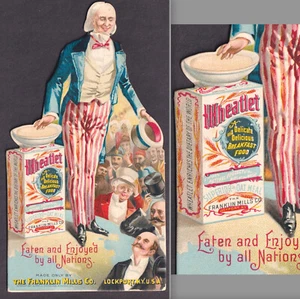 Uncle Sam 1899 Wheatlet Cereal Lockport NY Nations Die-Cut Victorian Trade Card - Picture 1 of 11