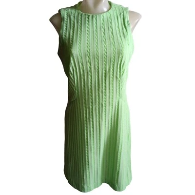 1Of1 Women's 8/10 Vintage Dress Sleeveless Lime Green Knit Texture 70's Handmade - Image 1 of 4