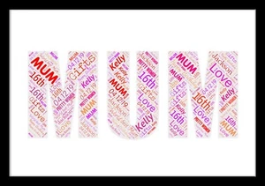 DÍA DE LA MADRE MAMÁ REGALO PERSONALIZADO PALABRA ARTE IMPRESIÓN IMAGEN PRESENTE NOMBRE ENMARCADO - Imagen 1 de 3