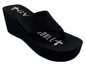 Gypsy Soule - 3" WEDGES Platform Heel Thong Sandals Heel Comfort Soles - BLACK - Picture 1 of 10