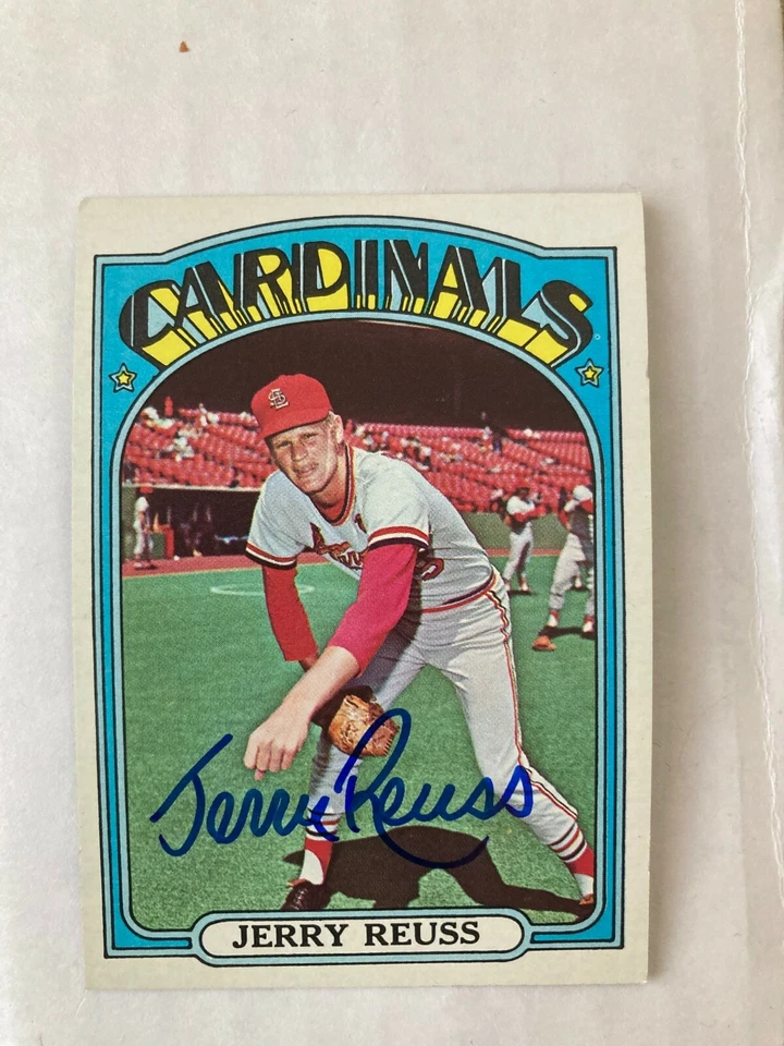 Cartão Topps 1972 assinado por Jerry Reuss St. Louis Cardinals - Imagem 1 de 1