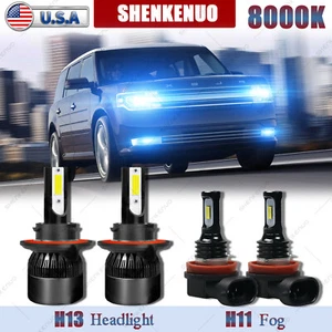 For Ford Flex 2009 - 2017 2018 4pcs Combo 8000K LED Headlights + Fog Light Bulbs - Picture 1 of 11