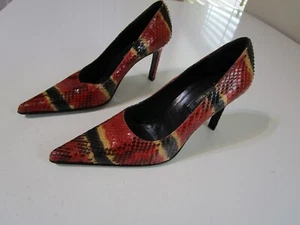 Bruno Magli Pump Heels 6.5 AA Narrow Multicolor Leather Snakeskin Vintage Women - Picture 1 of 12