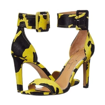 Jessica Simpson Caytie 2 Estampado de Vaca Amarillo Brillante Talla 6.5M Nuevo sin Caja Western Chic Lindo Foto 1 de 4