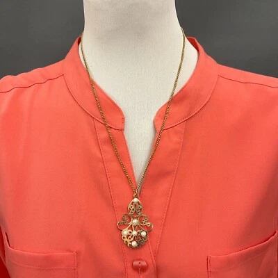 Collar de moda para mujer de perlas de imitación blancas tono dorado nuevo sin etiquetas  Foto 1 de 3