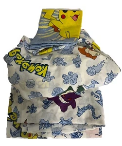 Pokemon Pikachu Twin Bed Sheet Flat & Fitted Nintendo Fabric Vintage Retro 90s - Picture 1 of 7