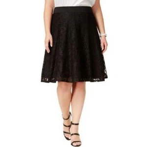 Falda para mujer NY Collection Plus 1X forrada en negro superposición línea A pull-on nueva con etiquetas - Imagen 1 de 1