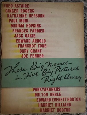 Libro de prensa 1936-37 RKO Radio Pictures "These Big Names in Five Big Pictures" Foto 1 de 4