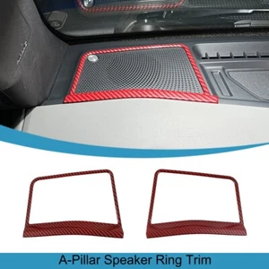 Cubierta de audio de altavoz delantero de fibra de carbono rojo pilar A para Ford Bronco 2021+ - Imagen 1 de 12