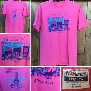 Vintage LJ Engineering And Manufacturing Since 1971 T-Shirt Pink Made In USA L - Picture 1 of 12