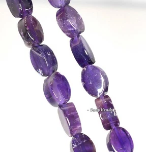 12X8MM AMETHYST GEMSTONE FLAT OVAL LOOSE BEADS 7.5inch - Picture 1 of 3