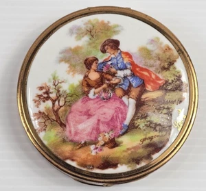 Polvo espejado Fragonard compacto vintage Limoges parejas cortejo - Imagen 1 de 12