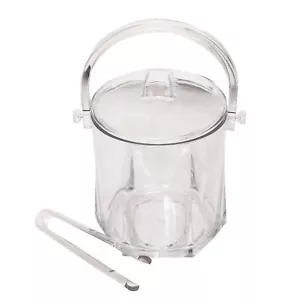 1.5L Ice Bucket With Lid, Tong & Handle Clear Plastic Beverage Drinks Bar Party - Picture 1 of 15