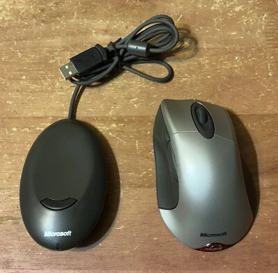 Microsoft Wireless Intellimouse Explorer (Silver)(X08-12616) &USB Receiver-Works - Image 1 of 4