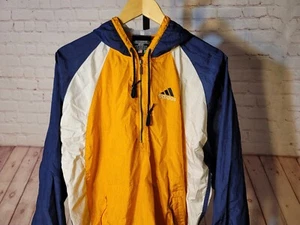Vintage 90s Adidas Anorak Pullover Orange Blue Jacket Italy Futbol Soccer  - Picture 1 of 4
