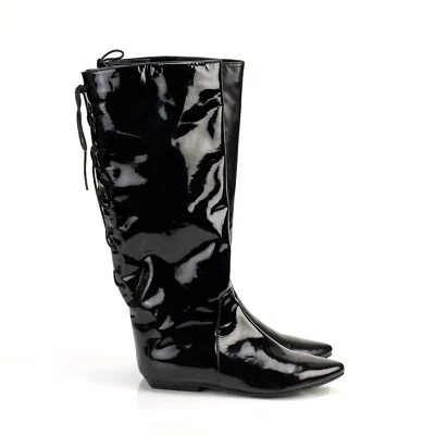 Nuevas botas HECHAS A MANO charol negro talla 9 ajuste 8 Foto 1 de 4