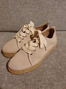 Country Road Suede Leather Lace Up Platform Espadrilles Sz 40 Shoes Exc Cond - Picture 1 of 9