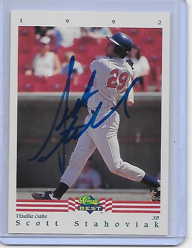 Baseball Card IP auto SCOTT STAHOVIAK Minnesota Twins 1992 Classic Best Oaks - Image 1 of 1