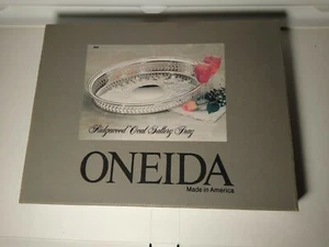 Oneida Ridgewood Oval Gallery Tray 10 3/4" Silverplate Patina Original Box Vtg - Picture 1 of 10
