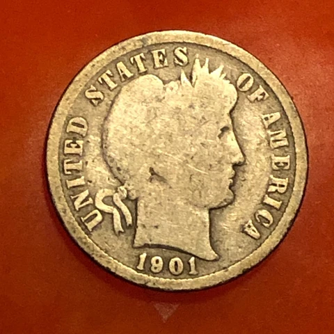 1901-O   Silver Barber Head Dime Fine Cover