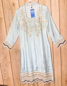 Indian Pakistani Silk Kurti Kurta Kameez Tunic salwar kameez Size S NWT - Picture 1 of 7