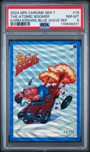 2024 Topps GPK Chrome 7 Krashers 18 Atomic Boomer Blue Wave #/75 PSA 8 POP 1 - Picture 1 of 2