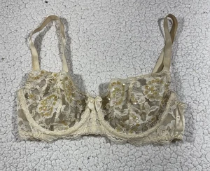 Sujetador vintage Victoria’s Secret encaje perla lentejuelas sin forro talla 36C - Imagen 1 de 6