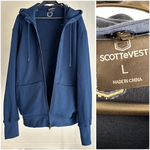 ScotteVest Do Not Disturb Full Zip Jacket Hoodie Blue Large Long Sleeve Pockets - Picture 1 of 4