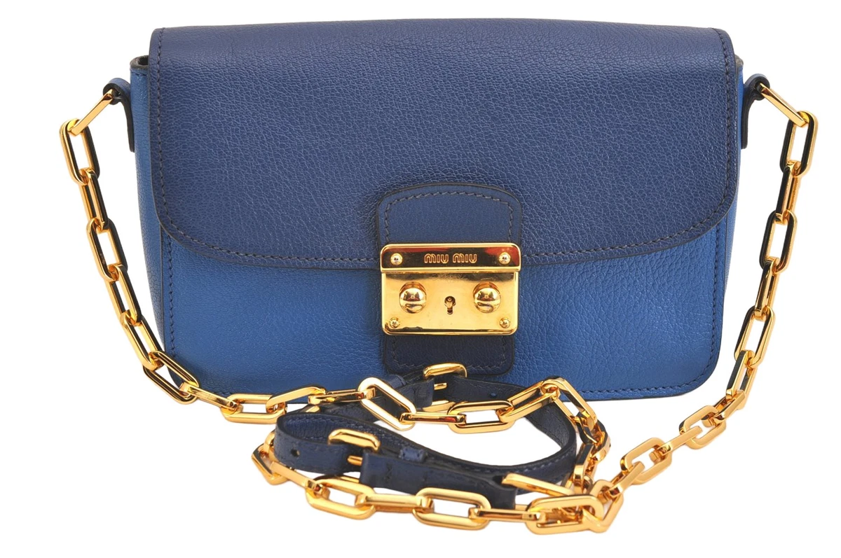 Blue Leather Exterior Miu Miu Bags & Handbags for Women for sale