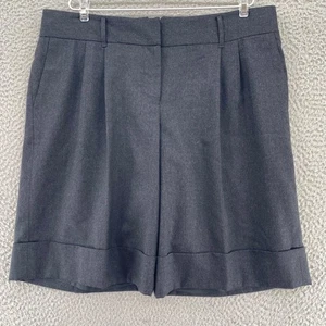 LOFT Shorts Womens 12 Gray Wool Pleated Front Cuffed Pocket Walking Career Work - Picture 1 of 12