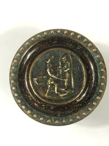 Vintage Brass Religious Knight Figure Emblem Drawer Pull 1.5" Diameter - Picture 1 of 8