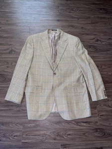 Mattarazi Uomo Blazer Herren 42R 52 Beige Hahnentritt Wolle Sport Mantel Zwei Knopf - Bild 1 von 7