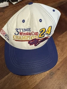Vintage Nascar Jeff Gordon Racing Dupont Leather Strapback Hat Chase Winston Cup - Picture 1 of 9
