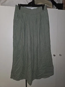 Dotti Womans Wide Leg Linen Blend Pants Khaki Size 8 - Picture 1 of 4